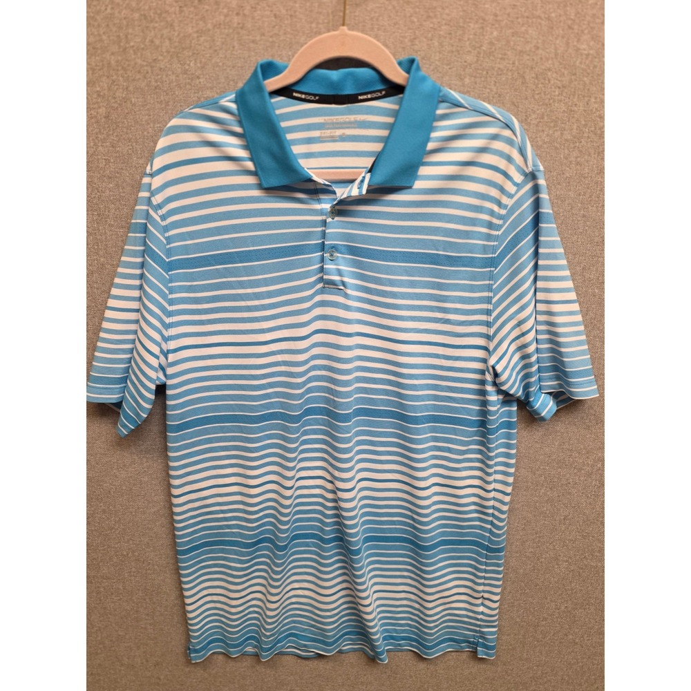 Nike Golf Tour Performance Dri-FIT Striped Polo Shirt‎ Blue White XL 585824-438
